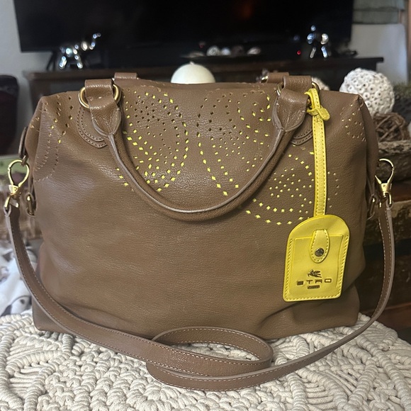 Etro Handbags - Etro Tan and Yellow Shoulder Bag